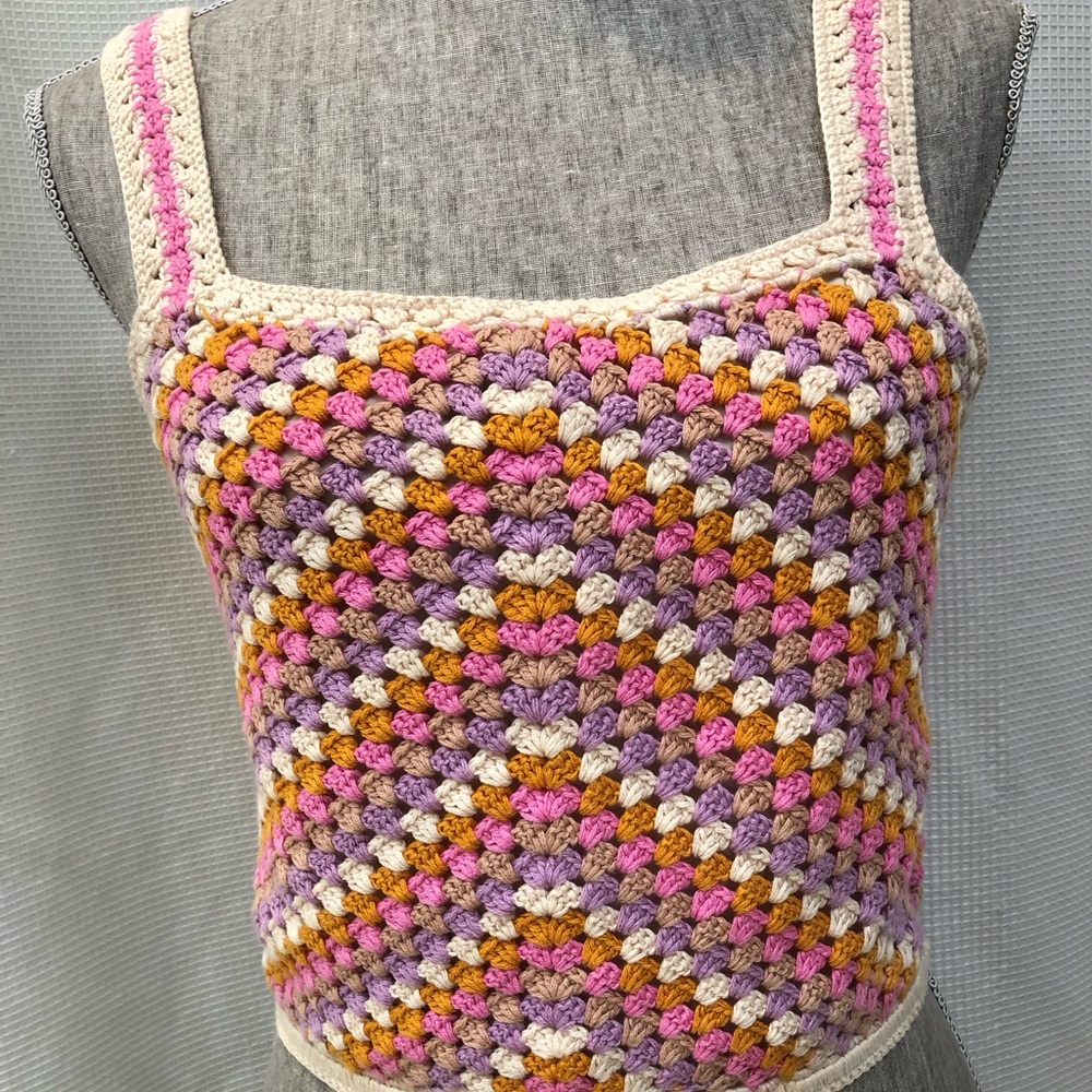 Forever 21 Multicolor Crochet Crop Top